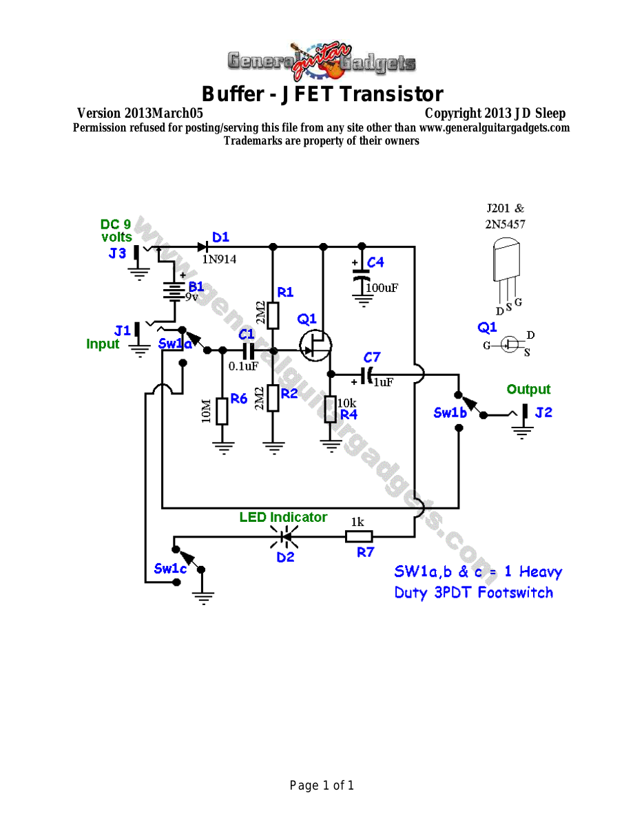 JFET Buffer Schematic