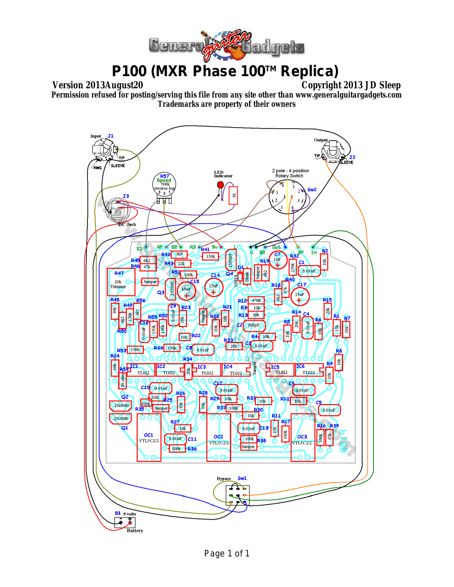 Phase 100 Parts Layout and Wiring Diagram