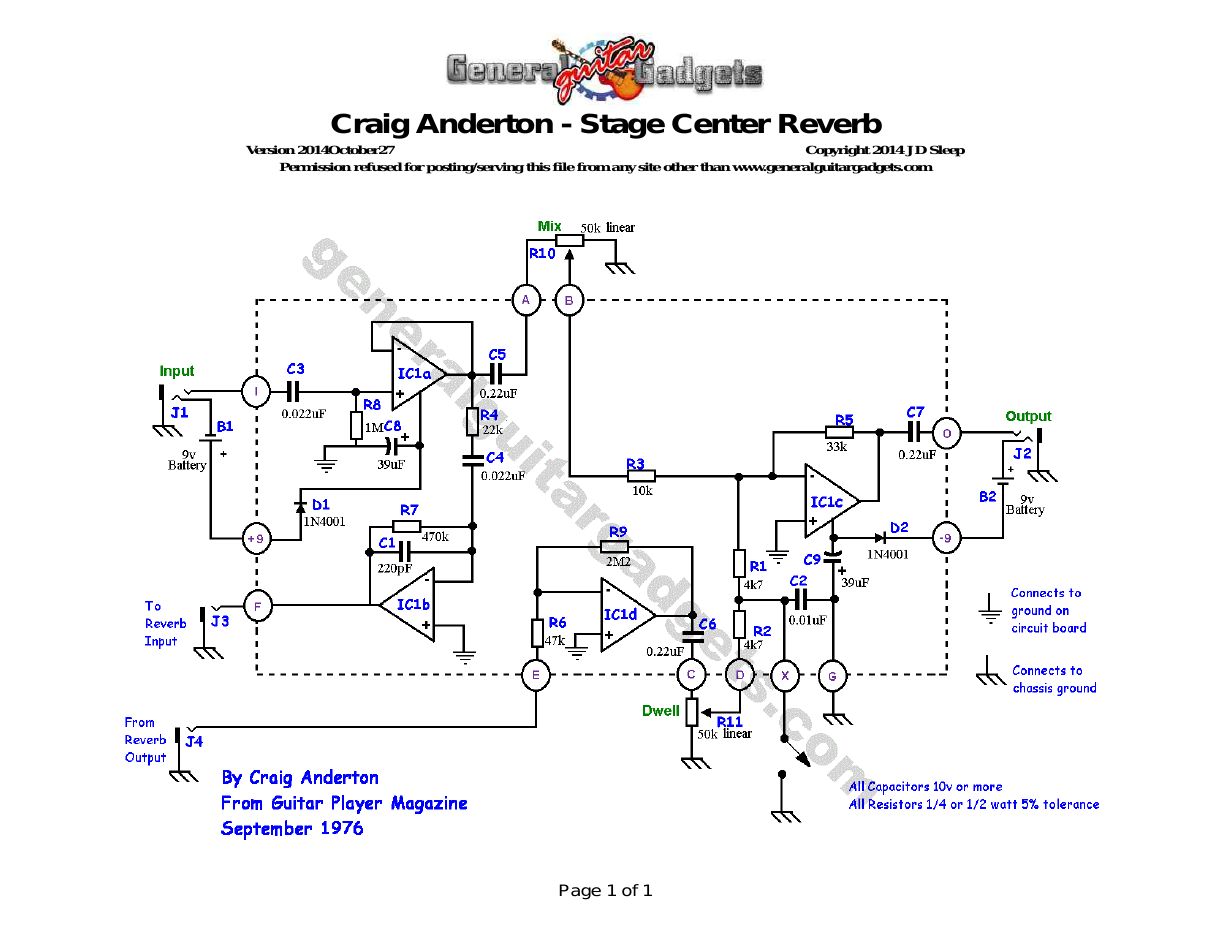 Stage Center Reverb Original Schematic (for reference)